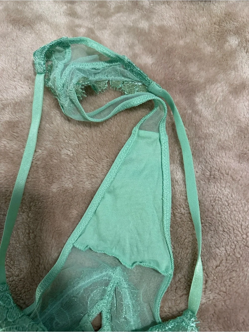 Victoria's Secret Green Mint Lace Bra & Thong Set